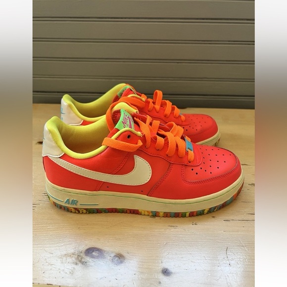 Nike Air Force 1 GS “Fruity Pebbles” Crimson Pink Fluid Shoes Girls Size 5.5 - Picture 2 of 8